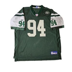 New York Jets Jersey Reebok Green White #94 Abraham NFL Football Men's 2XL XXL
